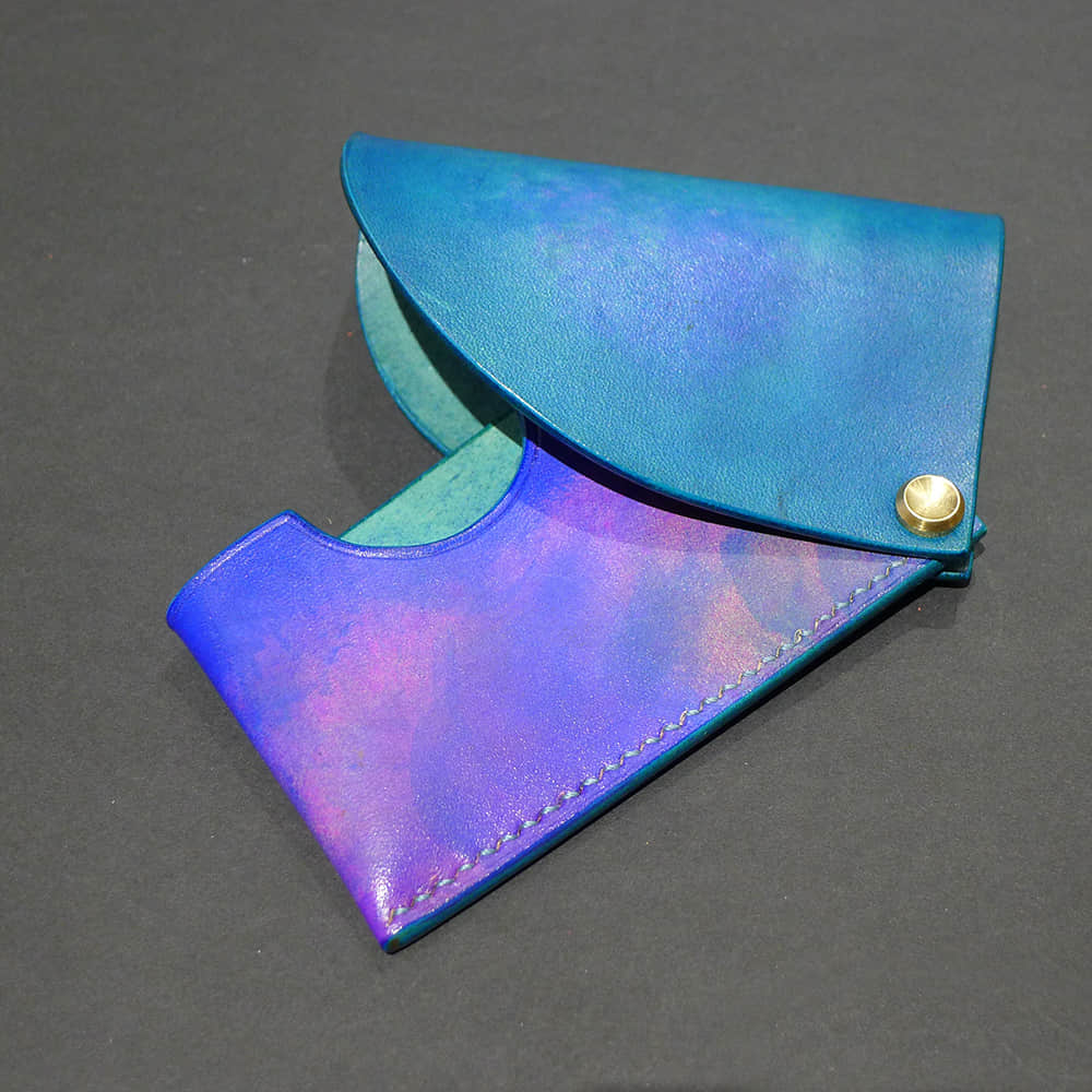 Women's Fashion Accessory Handmade  Leather Card Holder Blue & Purple | LAZYet