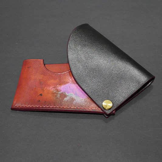Women's Fashion Accessory Handmade  Leather Card Holder Black & Red | LAZYet