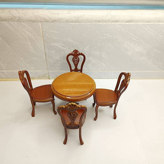 Dollhouse Dining Table and Chairs Miniature Model