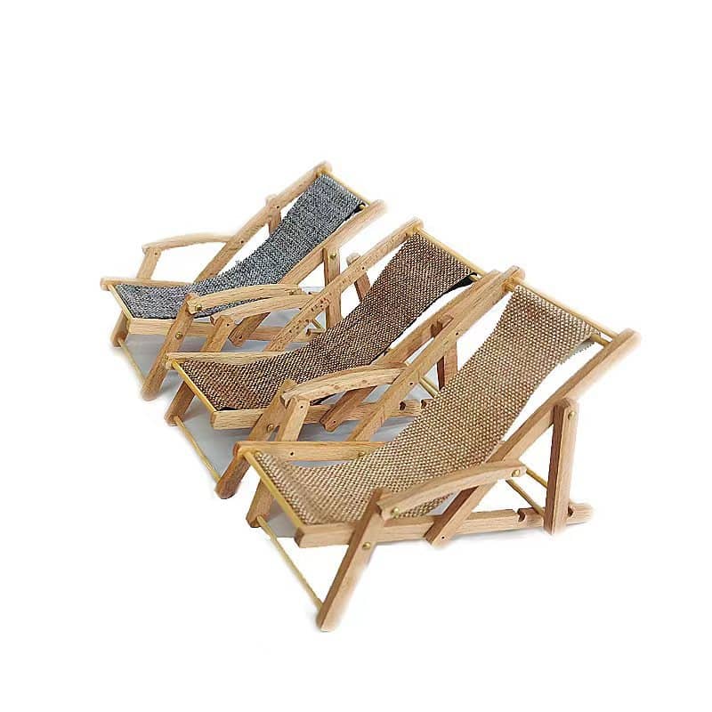 Miniature wooden deck chair dollhouse beach chair