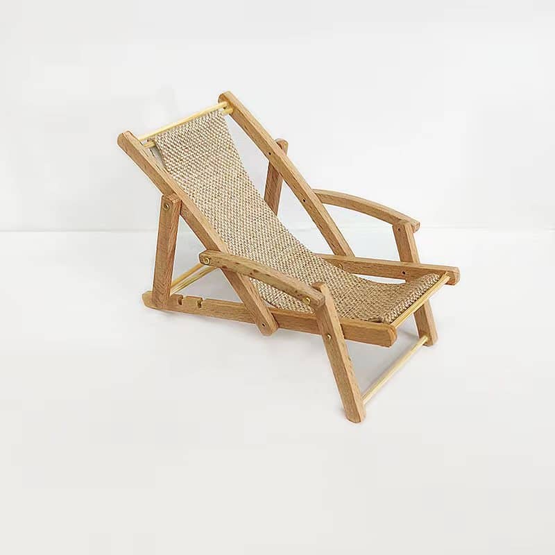 Miniature wooden deck chair dollhouse beach chair