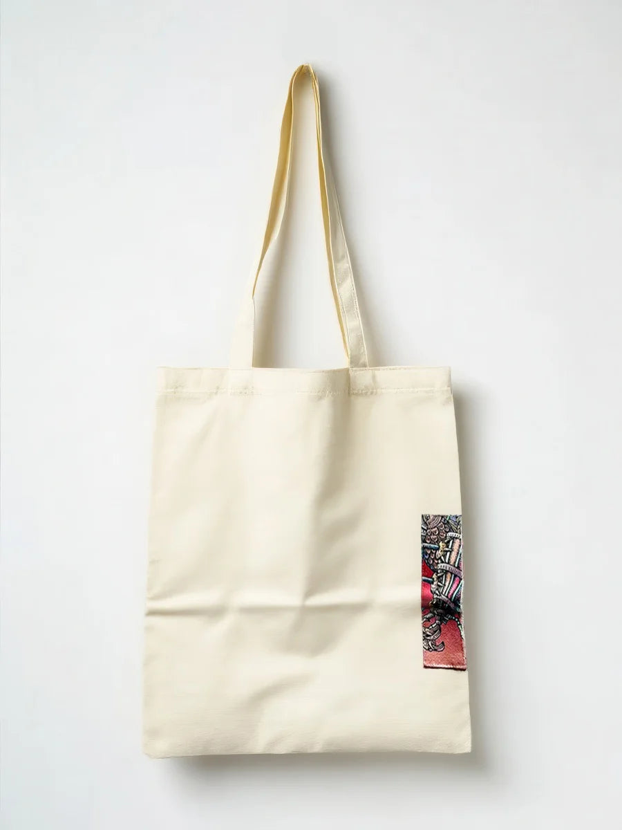 Collage illustration patch canvas bag