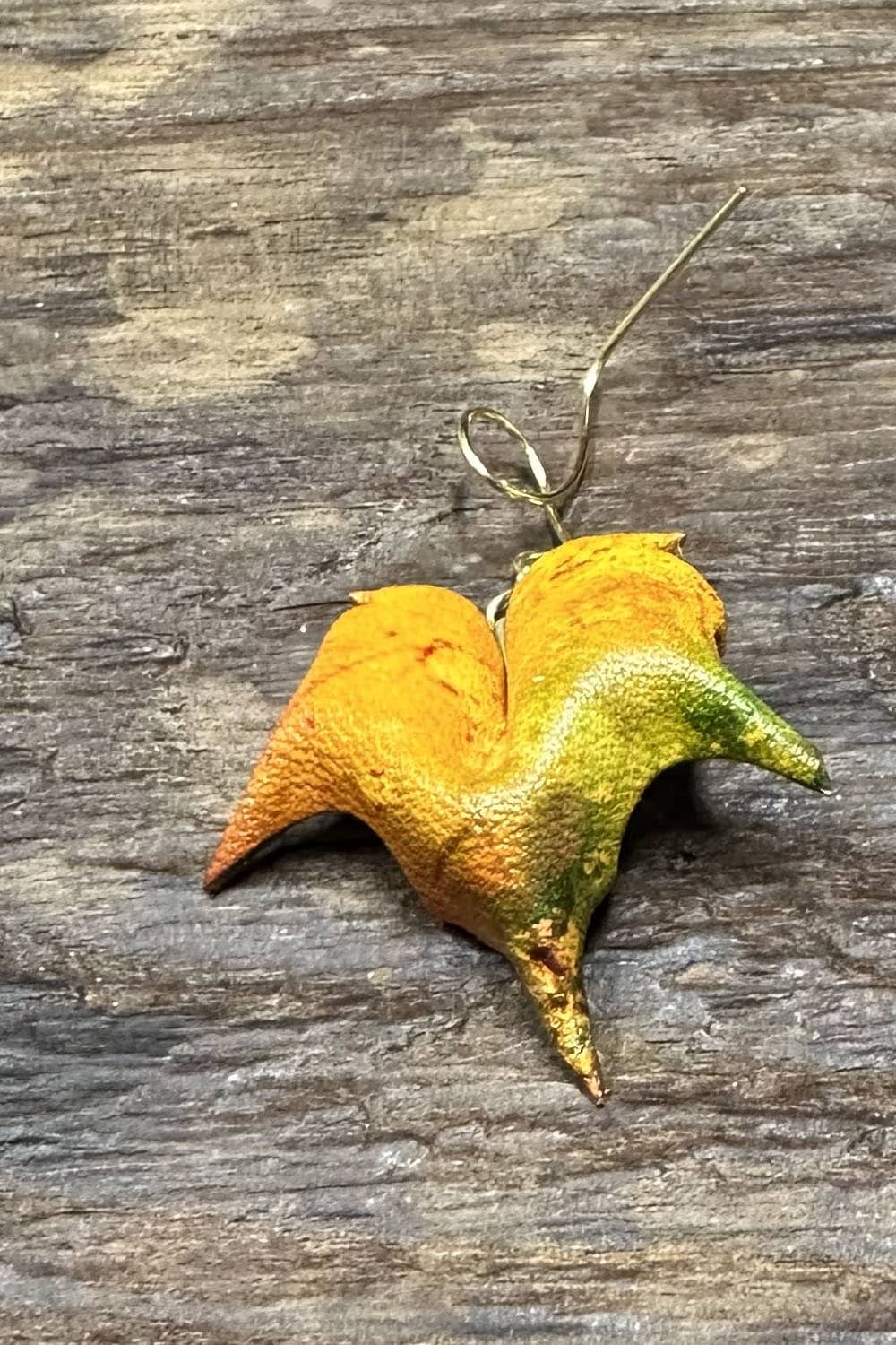 Handcrafted Leather Earrings with Hand-Dyed Sycamore Leaves