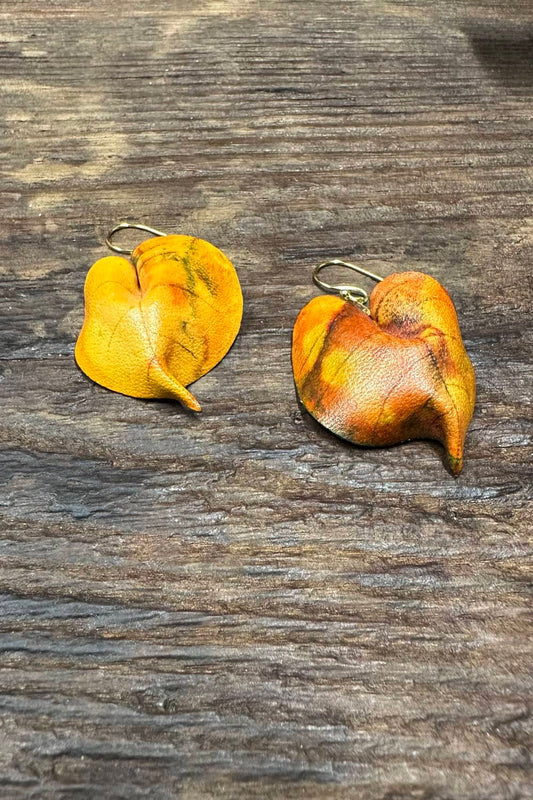 Handmade Hand-dyed Leather Sapium Leaf Earrings