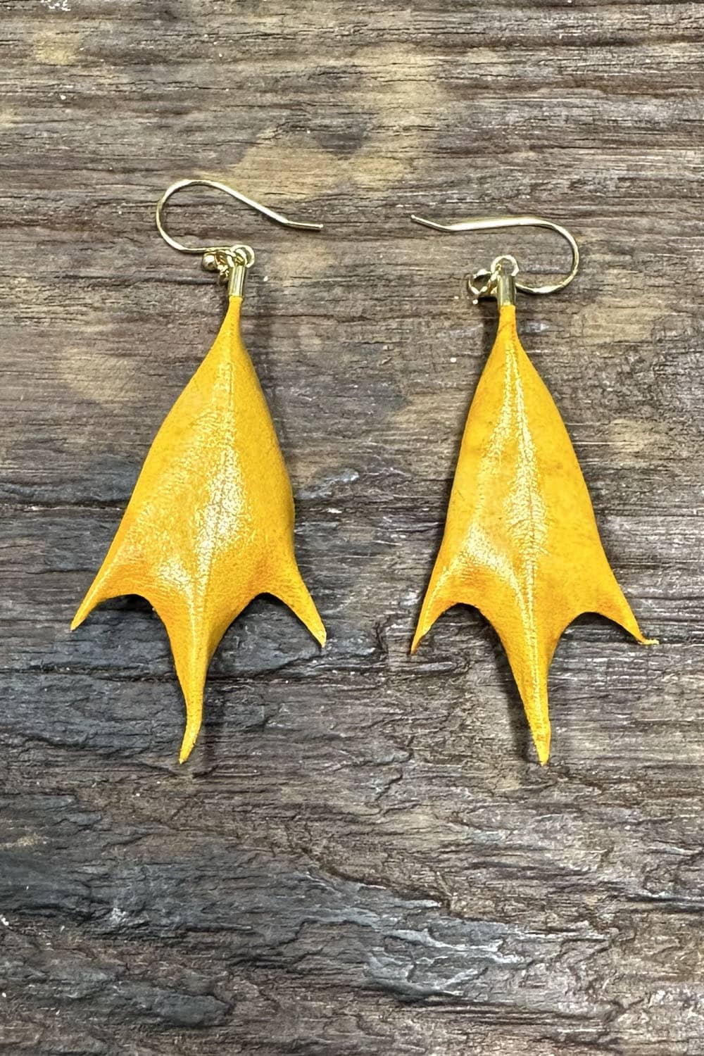 Autumn Acer buergerianum Miq. leaves handmade leather drop earrings