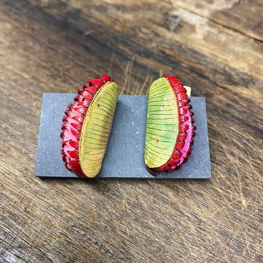 Leather Venus flytrap earrings