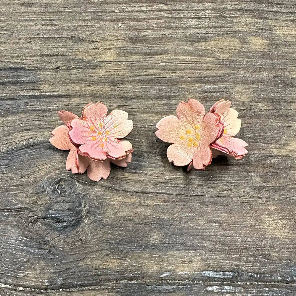 Leather Sakura Stud Earrings