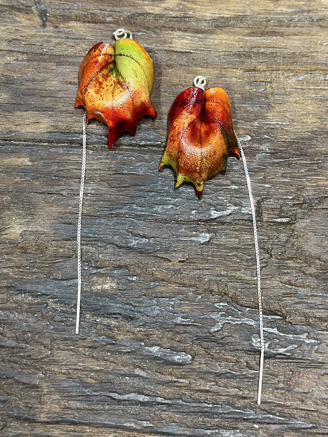 Ilex Cornuta Leaves Leather Thread-Thru Earrings