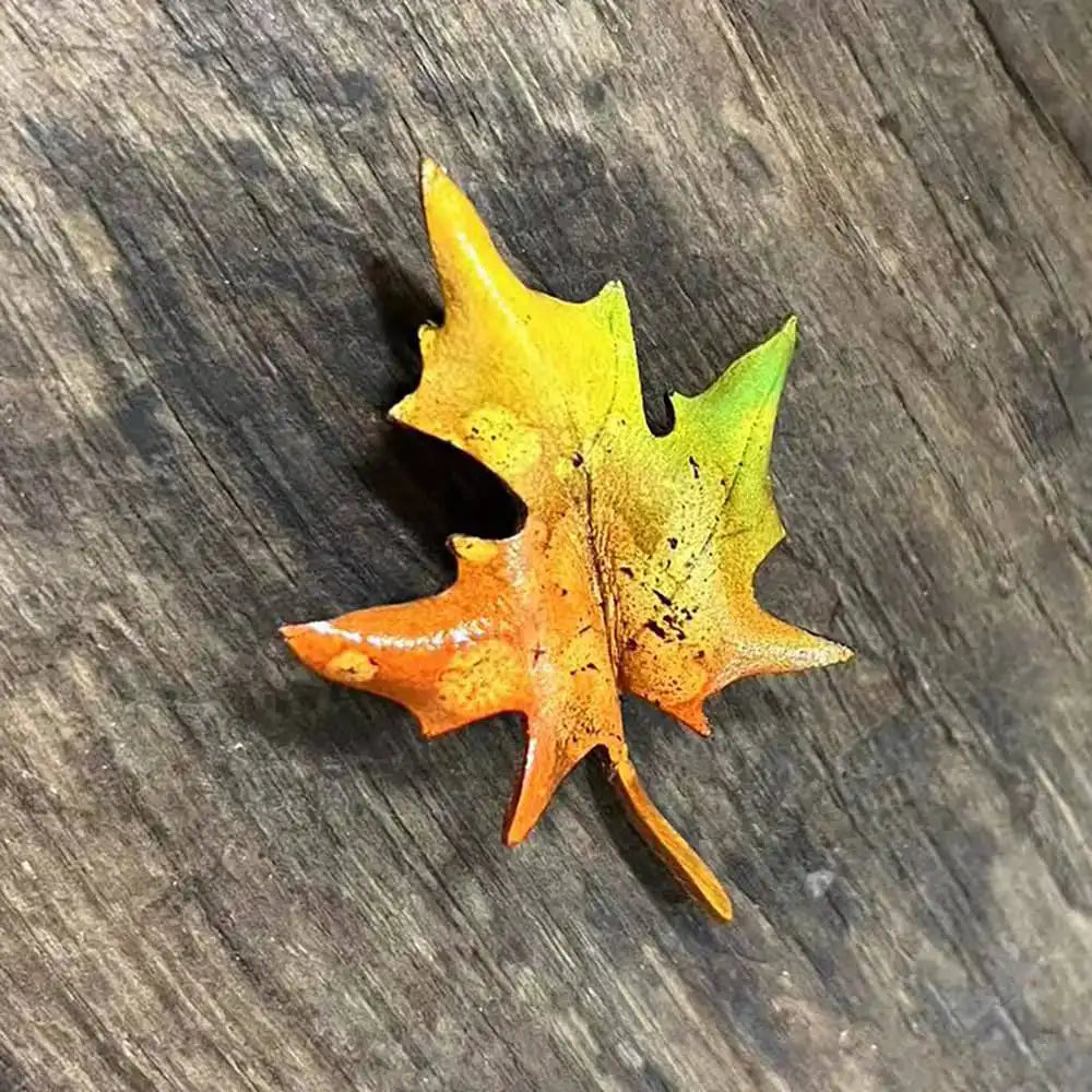 Leather sycamore leaf brooch