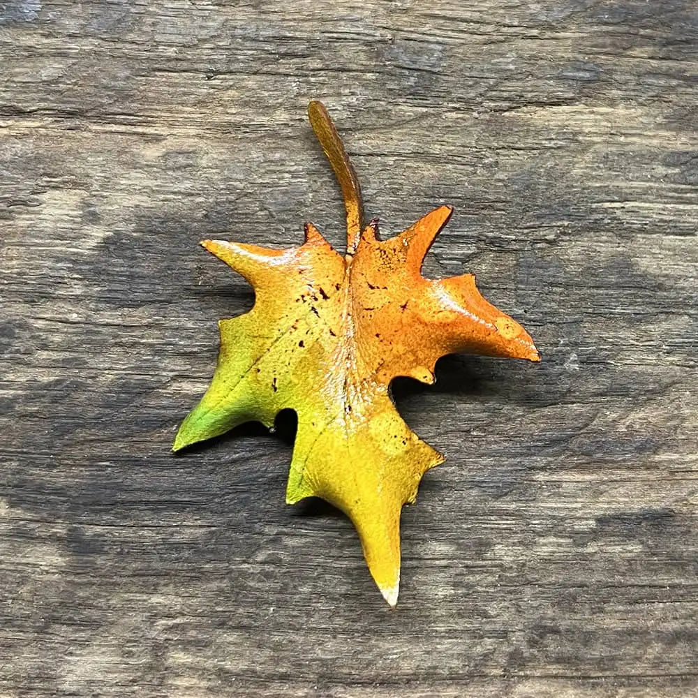 Leather sycamore leaf brooch