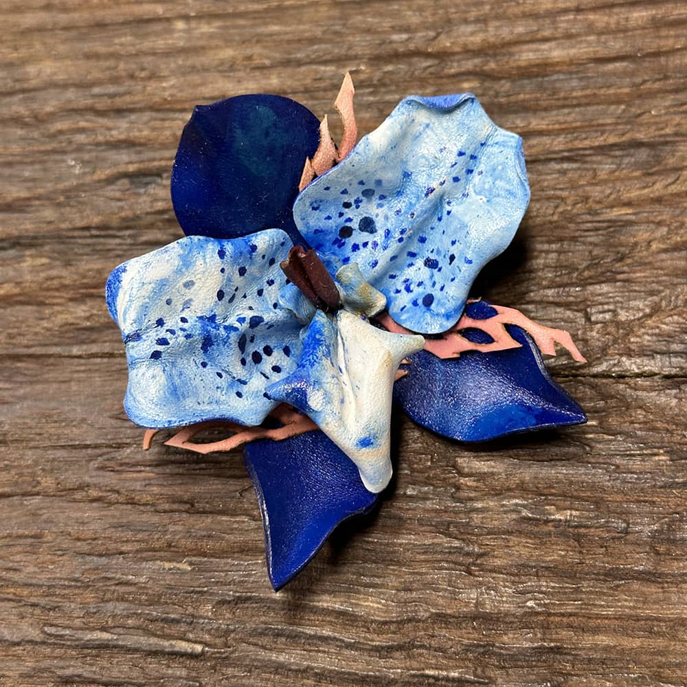 Leather Phalaenopsis Brooch