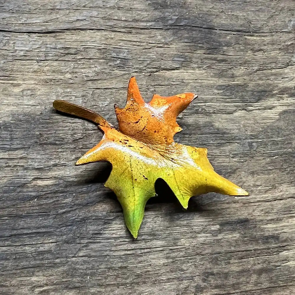 Leather sycamore leaf brooch