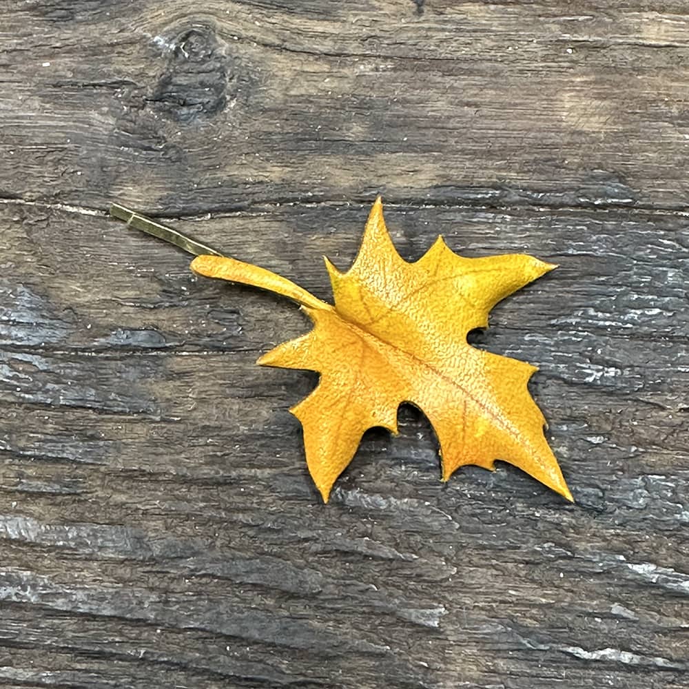 Leather sycamore leaf hairpin