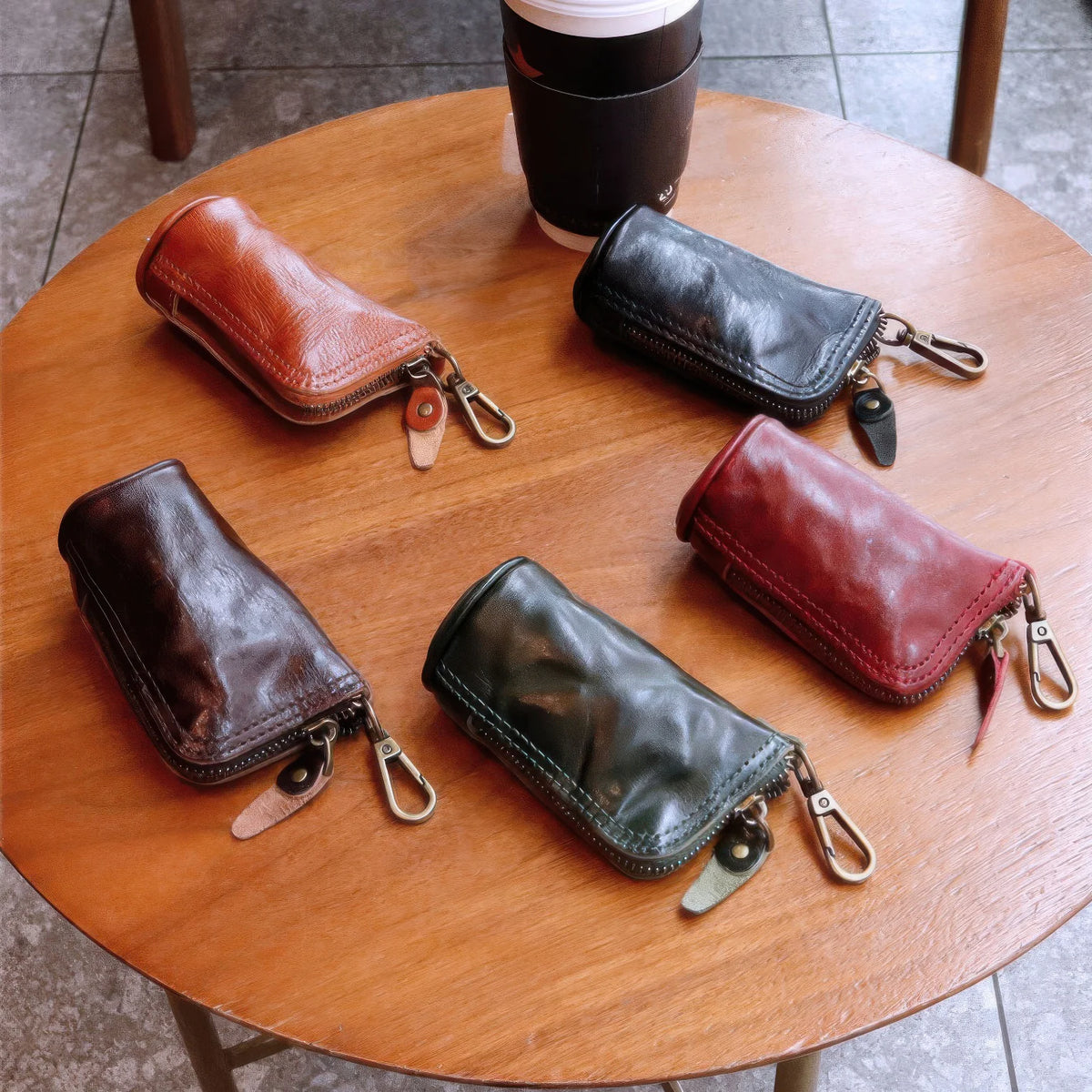 Retro Cowhide Coin Purse Waist-Hung Key Bag