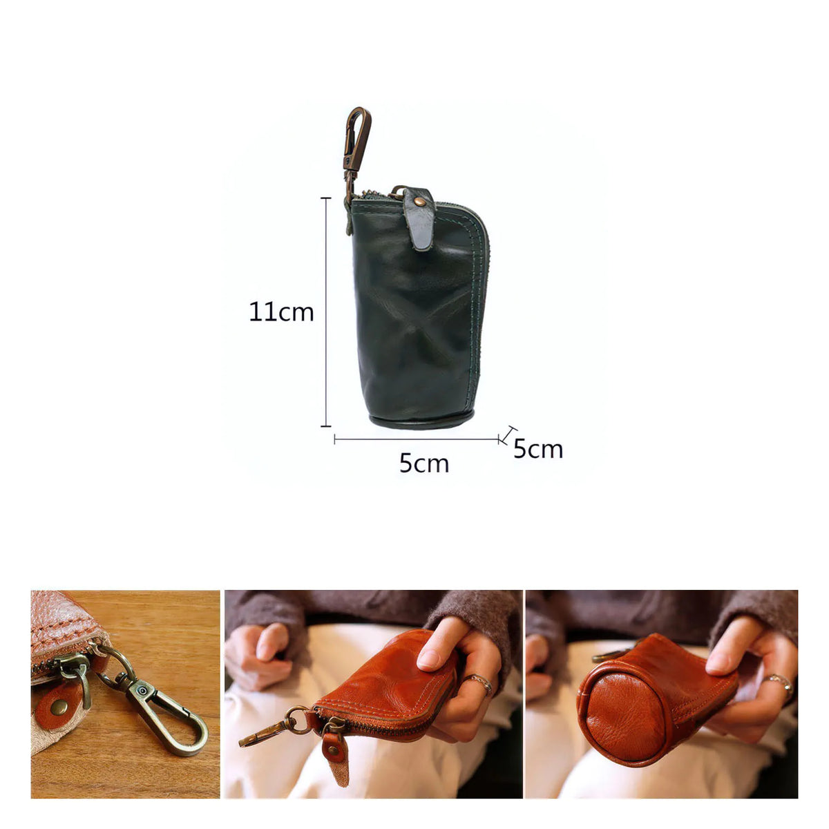 Retro Cowhide Coin Purse Waist-Hung Key Bag