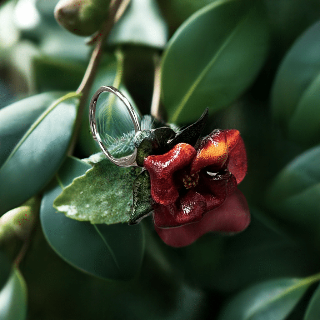 Handmade Leather Camellia Ring