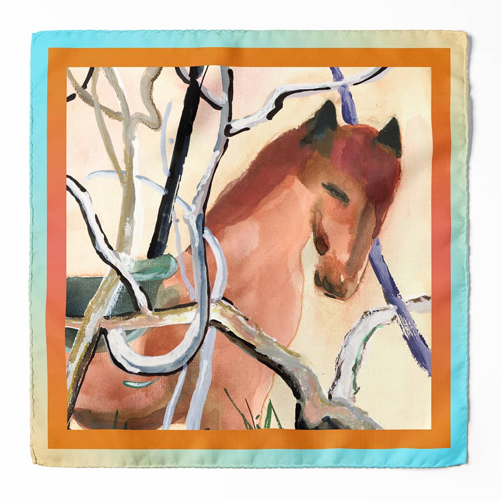 Cotton animal painting square scarf