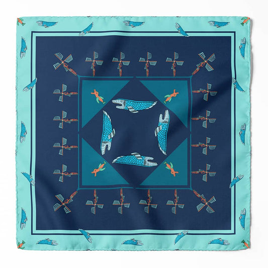 Cotton illustration square scarf