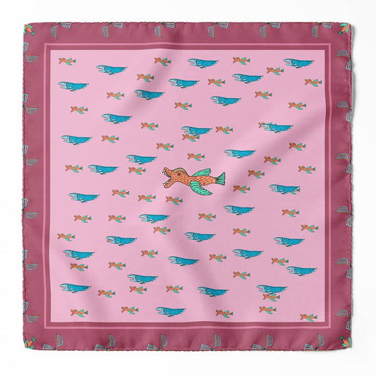 Cotton illustration square scarf