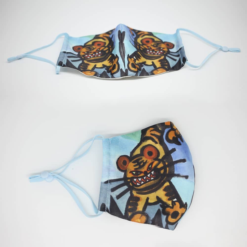 Tiger printing silk face mask