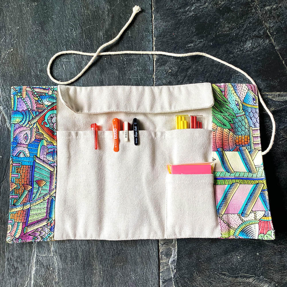 Art Canvas Roll-up pen bag case  | LAZYet