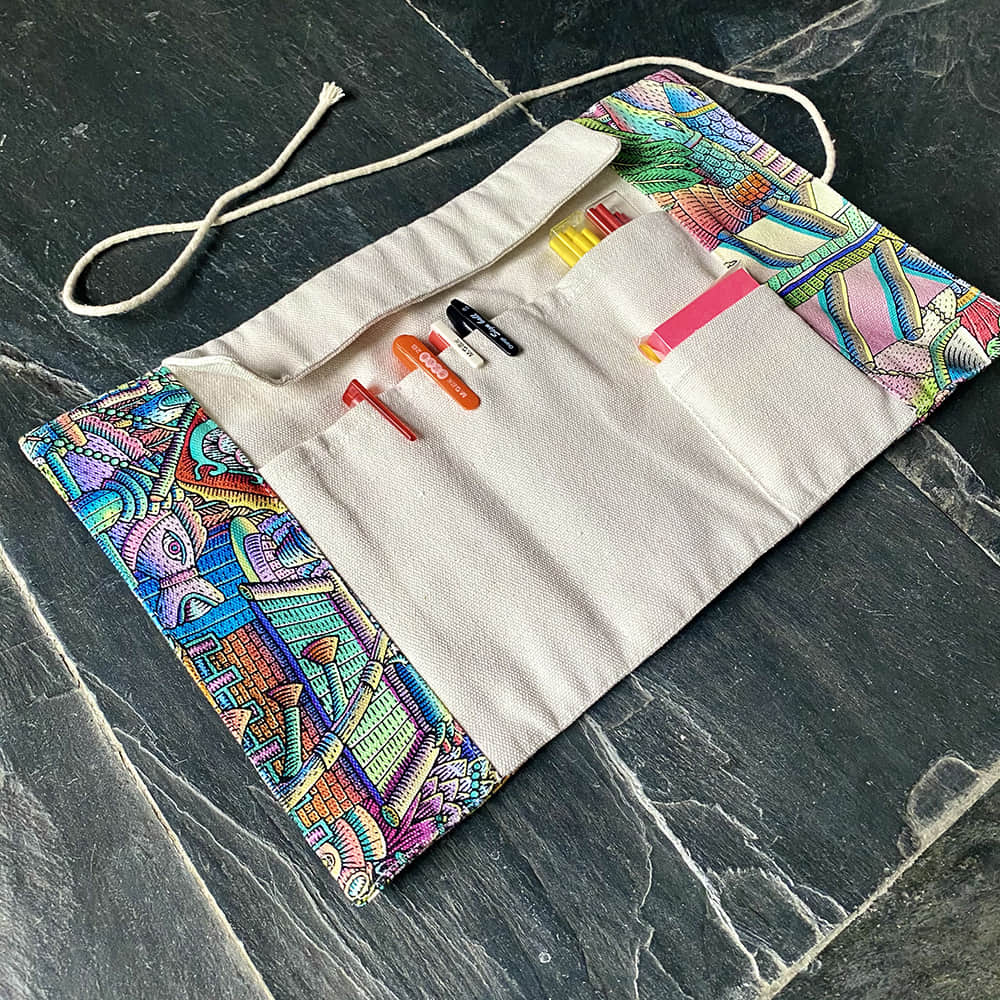 Art Canvas Roll-up pen bag case  | LAZYet