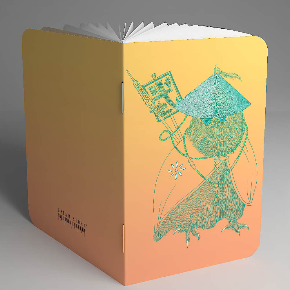 Illustration Pocket Notebook Owl Warrior | LAZYet